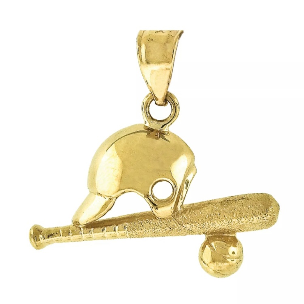 10k Gold American Baseball Bat Ball Helmet Pendant